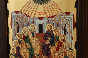 pentecost icon handmade greek orthodox on wood