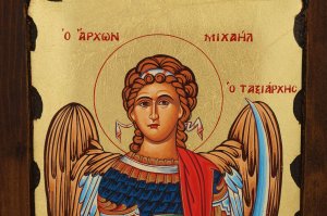 saint michael icon handmade greek orthodox on wood