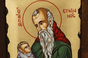 saint stylianos icon handmade greek orthodox