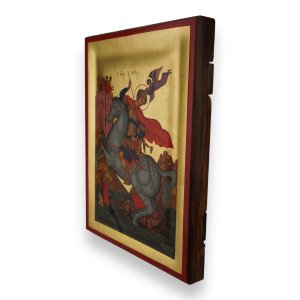 st george and dragon icon hanmade greek orthodox