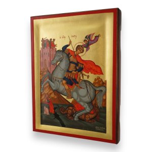 st george and dragon icon hanmade greek orthodox
