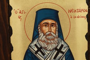 st nectarios of aegina icon handmade greek orthodox
