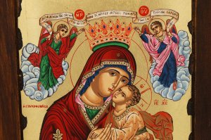 theotokos tenderness with angels icon greek orthodox
