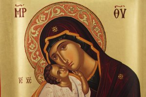 virgin mary glykofilousa icon handmade greek orthodox