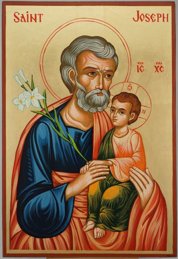 saint joseph (white flowers) icon hand painted orthodox