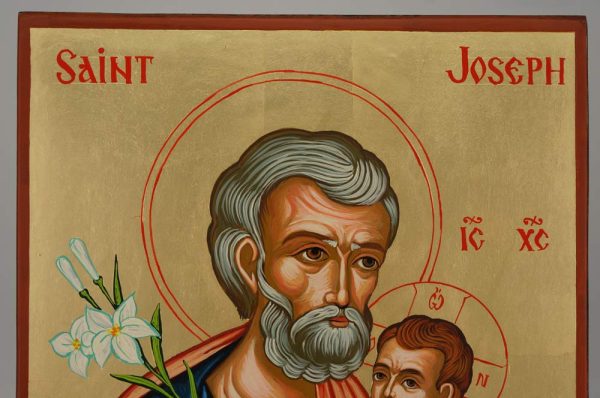 saint joseph (white flowers) icon hand painted orthodox
