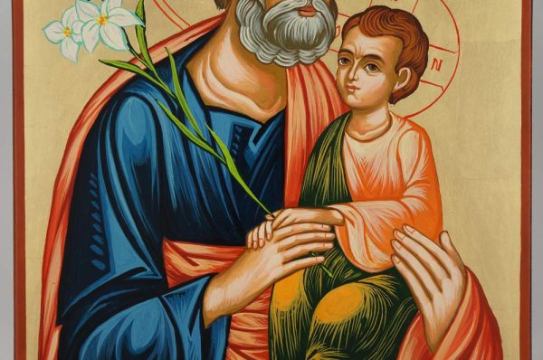 saint joseph (white flowers) icon hand painted orthodox