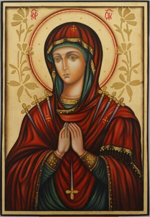 theotokos seven arrows icon hand painted orthodox