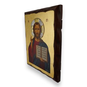 christ the teacher icon metal halo greek orthodox