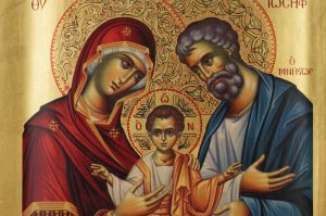 holy family orthodox icon handmade on wood