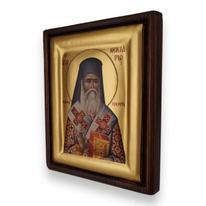 st nektarios icon wooden greek orthodox icon