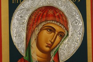 theotokos icon metal halo greek orthodox