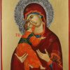 theotokos of vladimir icon hand painted metal decorated halo
