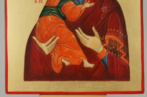 theotokos of vladimir icon hand painted metal decorated halo