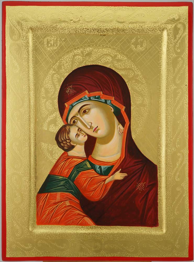 Theotokos Of Vladimir Icon polished Gold Orthodox Icons BlessedMart