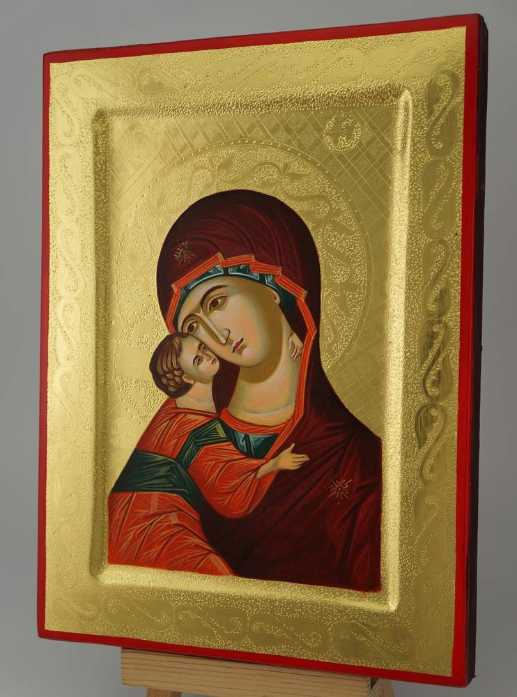 Theotokos Of Vladimir Icon polished Gold Orthodox Icons BlessedMart
