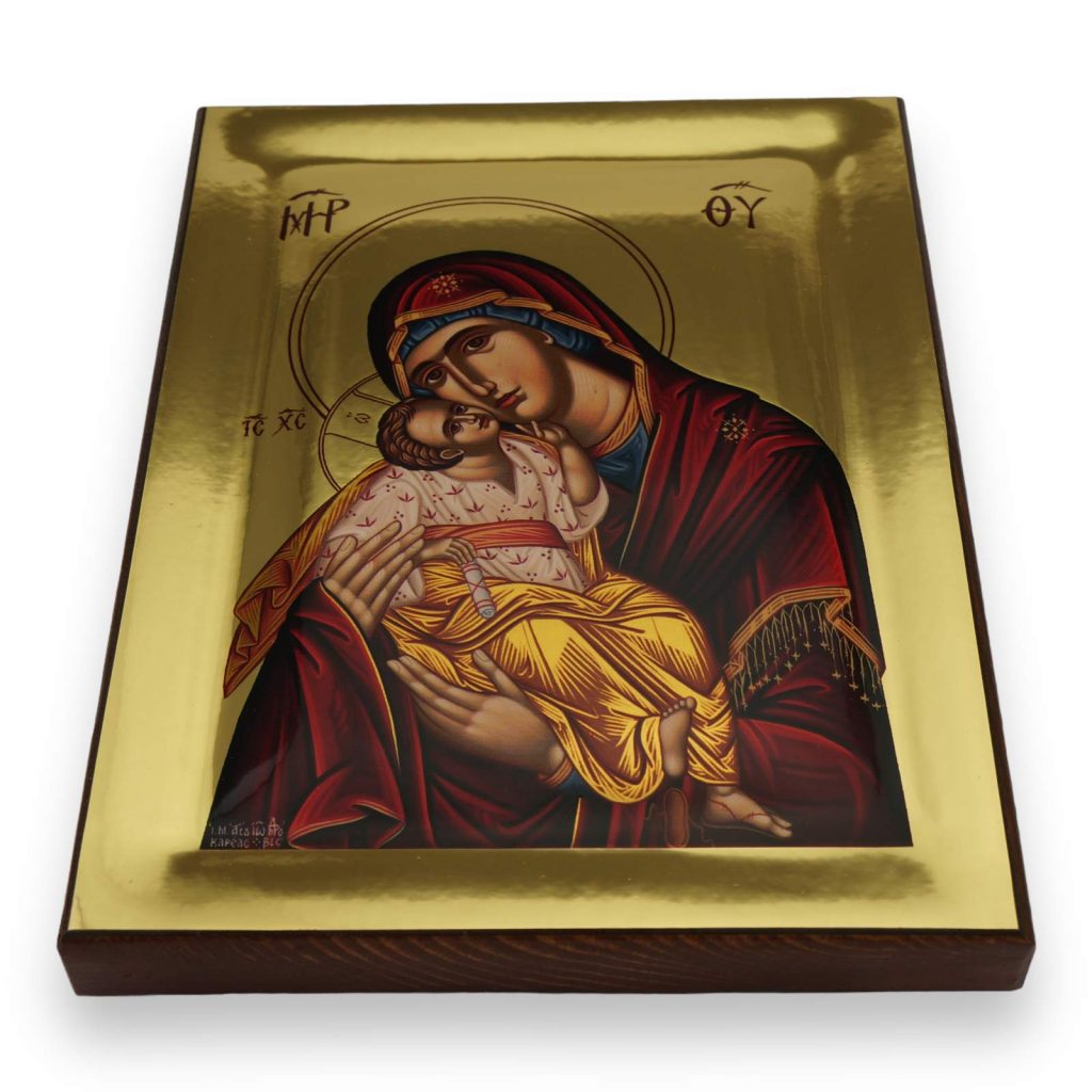 Theotokos Tenderness Icon - Gold Mirror - Orthodox Icons - BlessedMart