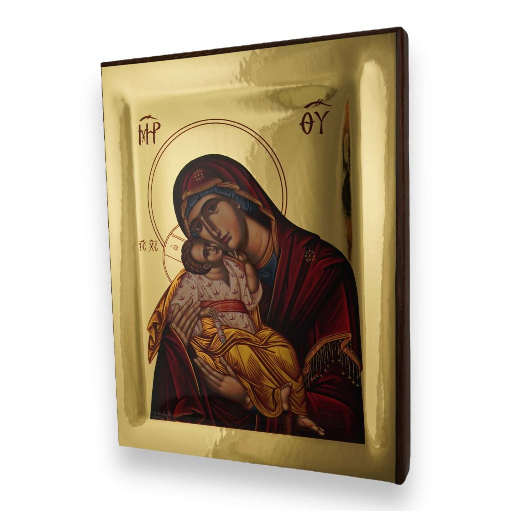 Theotokos Tenderness Icon - Gold Mirror - Orthodox Icons - BlessedMart
