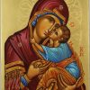 virgin mary eleusa icon hand painted polished gold