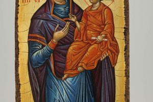 virgin mary hodegetria icon hand painted cretan icon