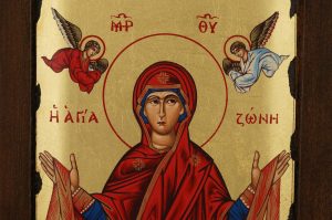 virgin mary holy belt icon handmade greek orthodox