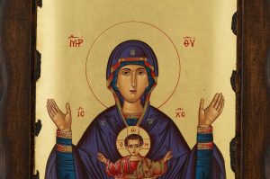 virgin mary inexhaustible cup icon handmade