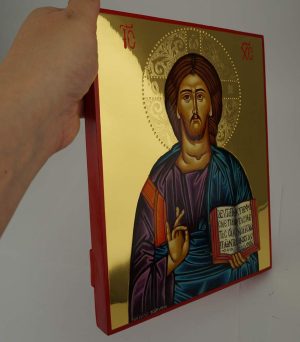 christ pantocrator icon hand painted greek orthodox water gilding