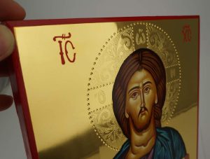 christ pantocrator icon hand painted greek orthodox water gilding
