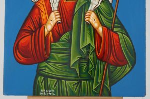 christ good shepherd icon blue hand painted greek orthodox