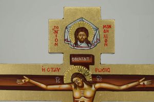 hand painted wall crucifix (mandylion) icon greek orthodox