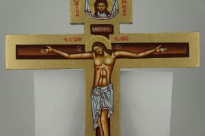 hand painted wall crucifix (mandylion) icon greek orthodox