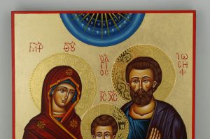 holy family icon hand painted greek orthodox polished gold