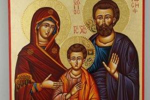 holy family icon hand painted greek orthodox polished gold