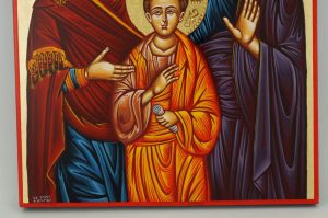 holy family icon hand painted greek orthodox polished gold