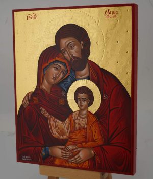 holy family orthodox icon polised gold