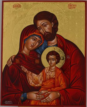 holy family orthodox icon polised gold