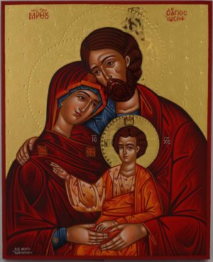 holy family orthodox icon polised gold