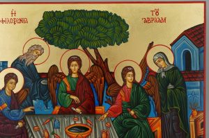 hospitality of abraham icon hand painted greek orthodox