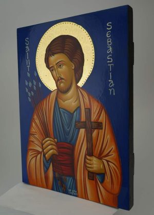 saint sebastian icon hand painted greek orthodox