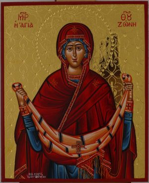 theotokos holy belt icon hand painted orthodox