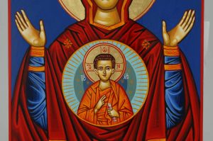 theotokos of the sign icon znamenie hand painted greek orthodox
