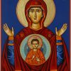 theotokos of the sign icon znamenie hand painted greek orthodox