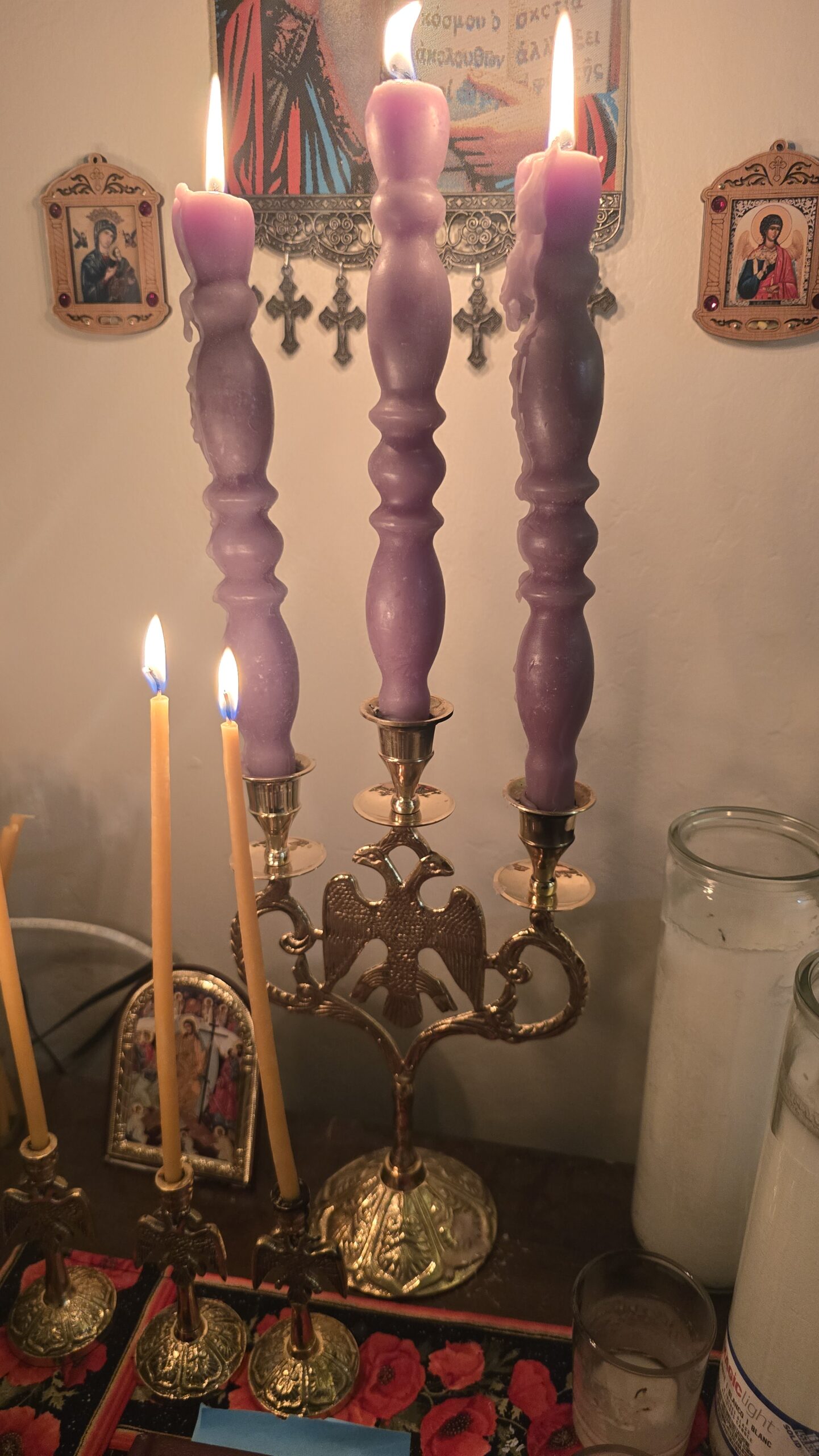 Large Byzantine Brass Candle Holder for 3 Candles photo review