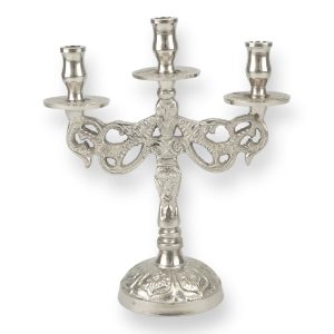 nickel plated brass candelabra with drip trays