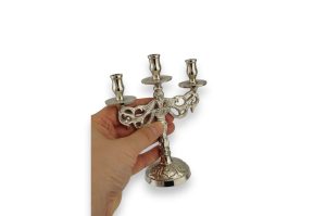 nickel plated brass candelabra with drip trays