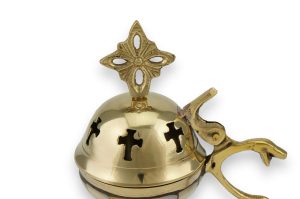 round shape brass censer with mother of pearl inlay