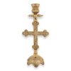solid cross shape brass candle holder