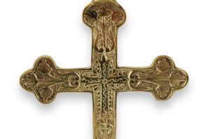 solid cross shape brass candle holder