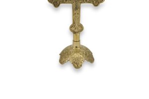 solid cross shape brass candle holder