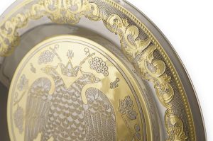 brass plate with byzantine eagle decoration